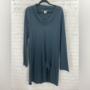 Prairie Underground Long Sleeve Black Dress Large 100% Organic Cotton Slit